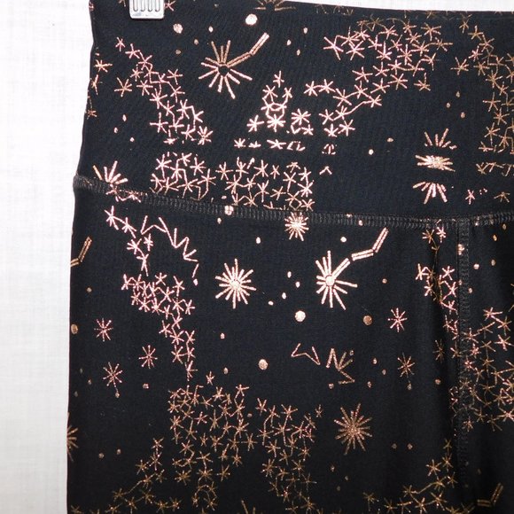 ASKYA Womens S Black Gold Constellations Space Activewear Leggings Cropped - Picture 10 of 16